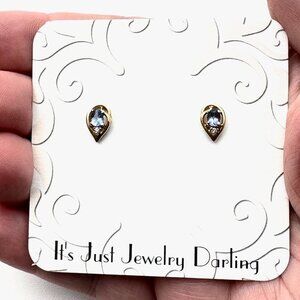 14K Yellow Gold Womens Earrings Pierced Purple Tanzanite Diamond Gift for Her